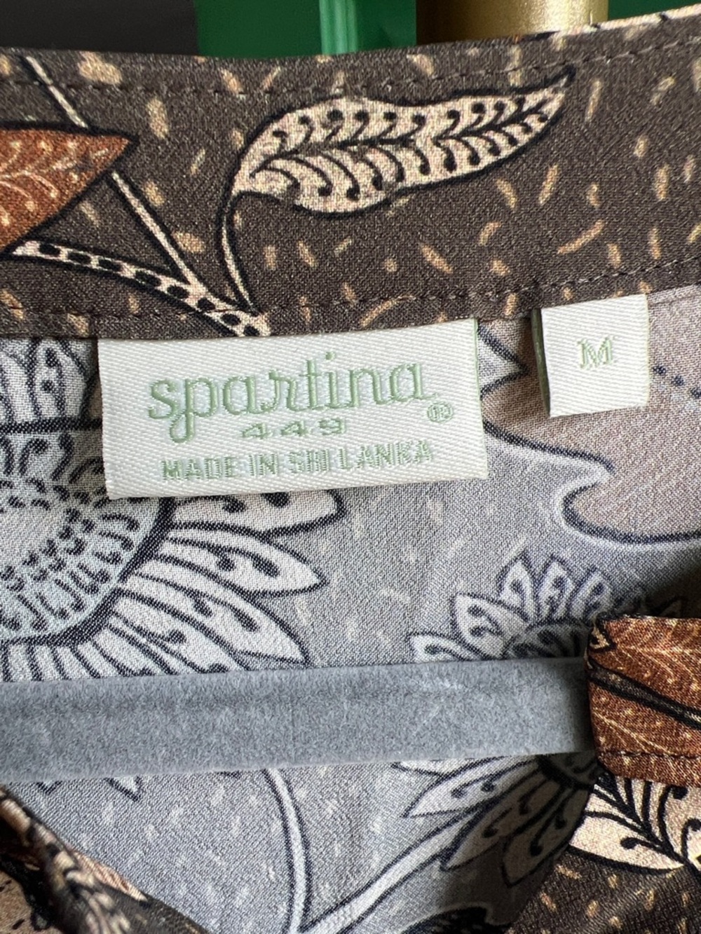 🤩Spartina 449 Olive Floral Tiered Maxi dress with Tan and Blue Accents🤑🤩 - Picture 2 of 11